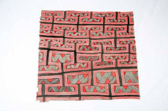 Asurini Textile - These hand painted geometric designs comprise a system of graphic art where the contents are related to different systems of meaning.